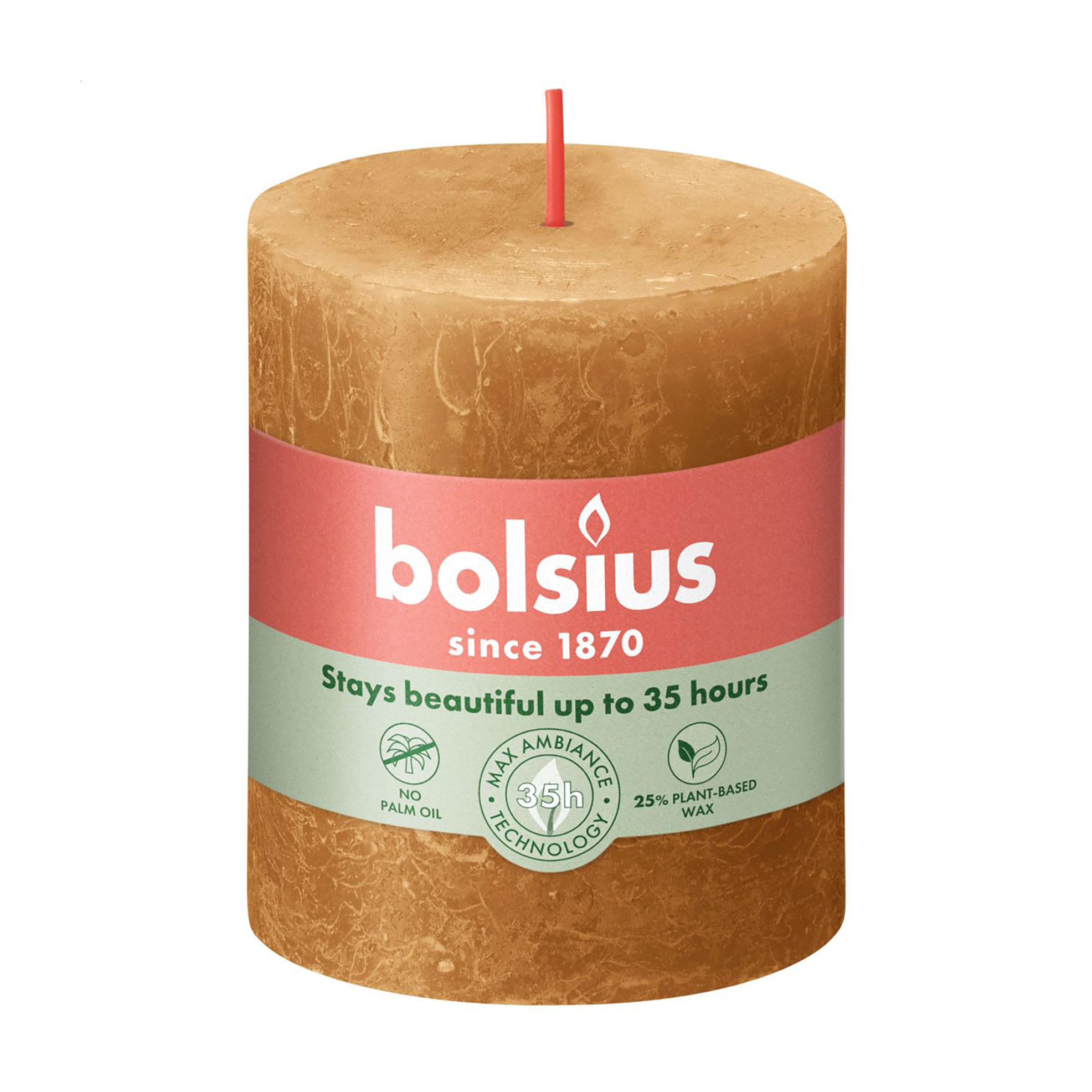 Циліндрична свічка Bolsius Rustic Shine Пряно-коричнева, 80*68 мм